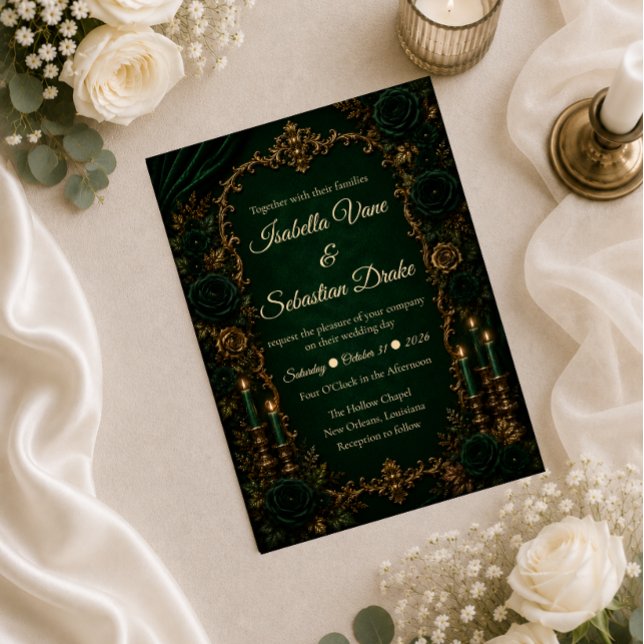 Enchanted Emerald Autumn Luxury Wedding Invitation (Creator Uploaded)