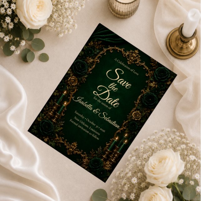 Enchanted Emerald Autumn Luxury Wedding Save The Date (Creator Uploaded)
