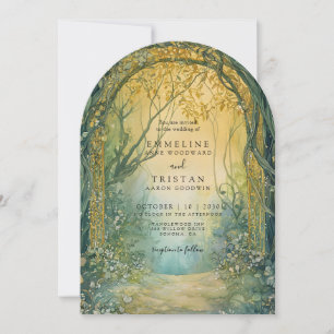 Enchanted Emerald Forest Portal Wedding Invitation
