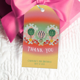 Enchanted Emerald Hot Air Balloon Kids Birthday Gift Tags