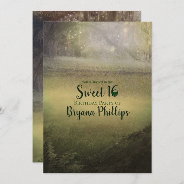 Enchanted Enchanting Lights Forest Sweet 16 Party Invitation (Front/Back)