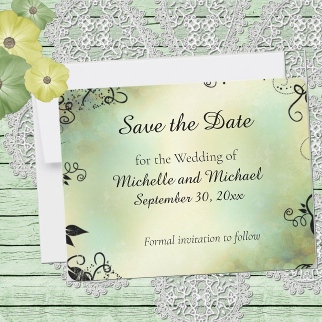 Enchanted Evening Deco Leaf Save the Date (Creator Uploaded)
