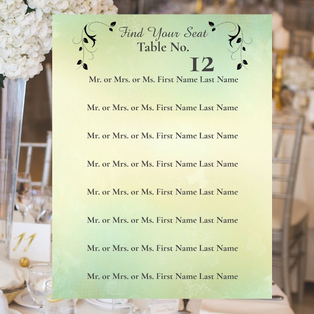 Enchanted Evening Deco Leaf Wedding Seating Sign (Creator Uploaded)