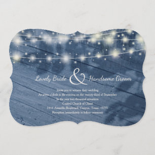 Enchanted Evening Fairy Lights Wood Wedding Invite
