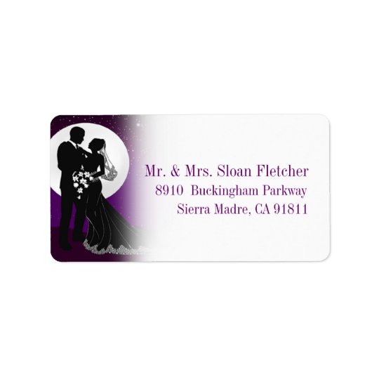 Enchanted Evening Nighttime Wedding Label | Purple Address Label