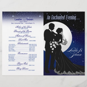 Enchanted Evening Nighttime Wedding Program   navy