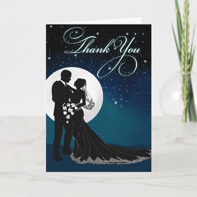 Enchanted Evening Nighttime Wedding Thank You Card (Front)
