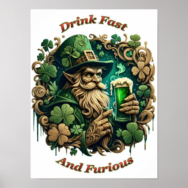 Enchanted Evening of Ale A Leprechauns Toast 12x16 Poster (Front)