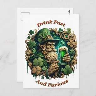 Enchanted Evening of Ale A Leprechauns Toast Postcard
