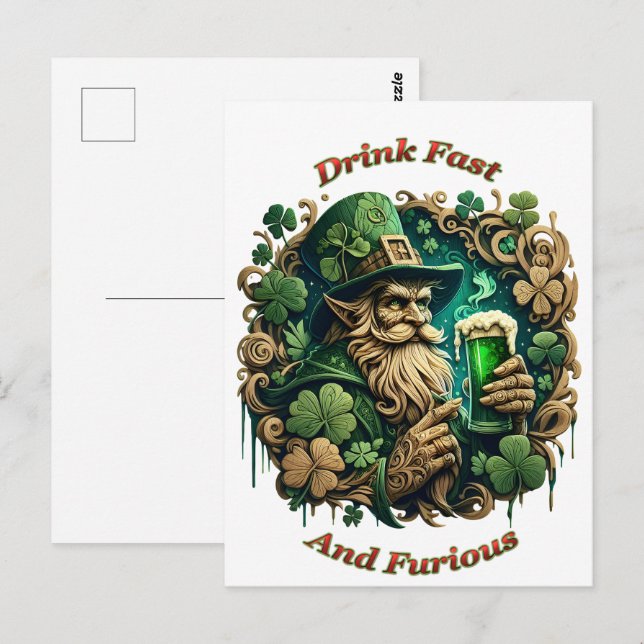 Enchanted Evening of Ale A Leprechauns Toast  Postcard (Front/Back)