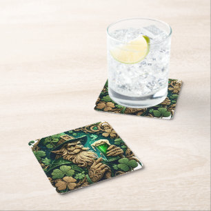Enchanted Evening of Ale A Leprechauns Toast Square Paper Coaster