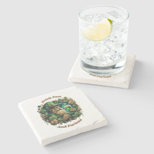 Enchanted Evening of Ale A Leprechauns Toast Stone Coaster