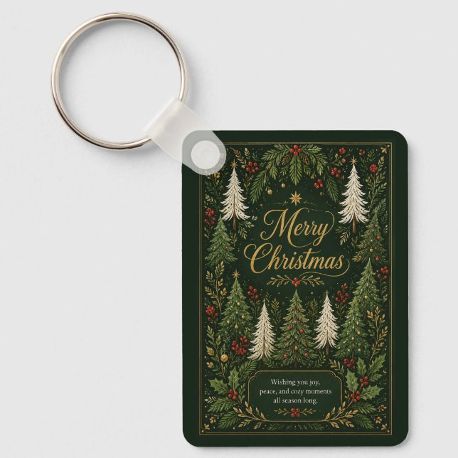 Enchanted Evergreen Greetings Key Ring (Front)