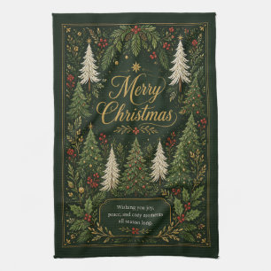 Enchanted Evergreen Greetings Tea Towel