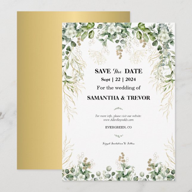 Enchanted Evergreens: Save The Date  Invitation (Front/Back)