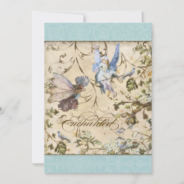 Enchanted Faeries Fairies Floral Vintage Weddings Invitation (Front)