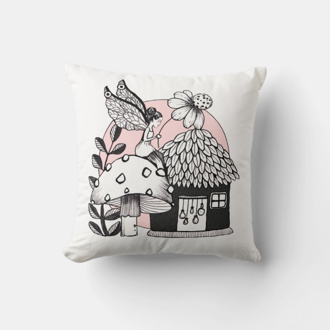 Enchanted Fairy And Fairy House Cushion (Front)