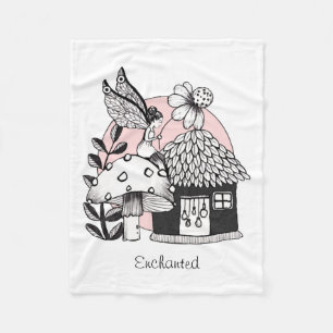 Enchanted Fairy And Fairy House Fleece Blanket