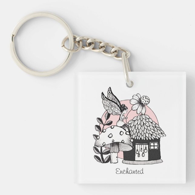 Enchanted Fairy And Fairy House Key Ring (Front)
