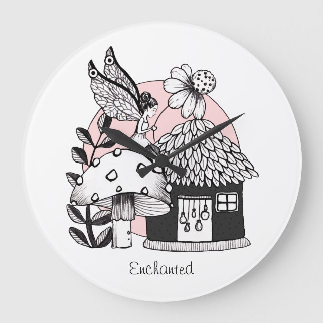 Enchanted Fairy And Fairy House Large Clock (Front)