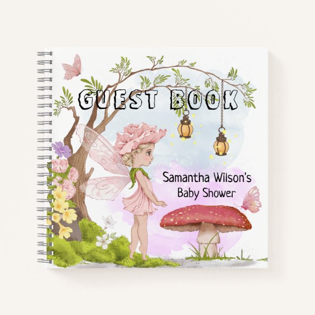 Enchanted Fairy Baby Shower Floral Guest Book (Front)