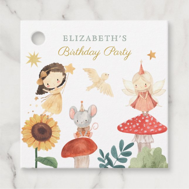 Enchanted Fairy Birthday Mushroom Favour Tags (Front)
