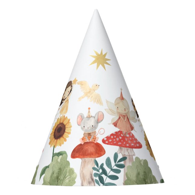 Enchanted Fairy Birthday Mushroom Party Hat (Front)