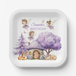 Enchanted Fairy Birthday Whimsical Purple Forest Paper Plate