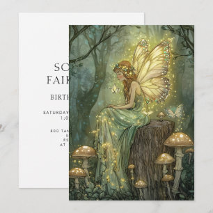 Enchanted Fairy First Birthday Forest Mushrooms Invitation