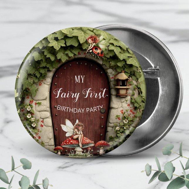 Enchanted Fairy First Birthday Girl Party 3 Cm Round Badge (Enchanted Fairy First Birthday Girl Party Button)