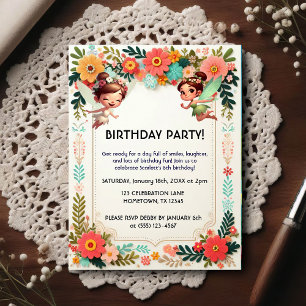 Enchanted Fairy Floral Birthday Invitation Postcard