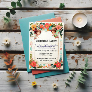 Enchanted Fairy Floral Birthday Invitations