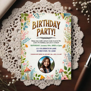 Enchanted Fairy Floral Birthday Photo Invitation Postcard