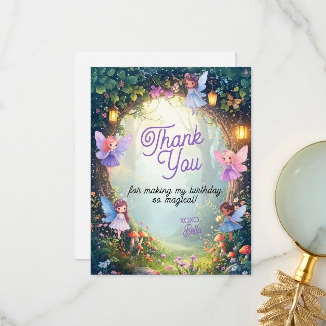 Enchanted Fairy Forest Thank You Card (Flat) (Front/Back In Situ)