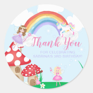Enchanted Fairy Garden Birthday Thank You Classic Round Sticker
