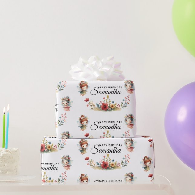 Enchanted Fairy Garden Girl Birthday Party Wrapping Paper (Party Gifts)