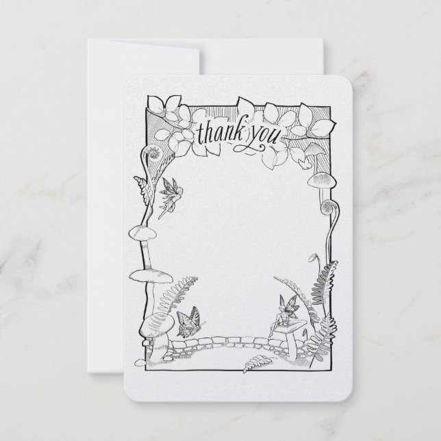 Enchanted Fairy Garden Party Colouring Thank You (Front)