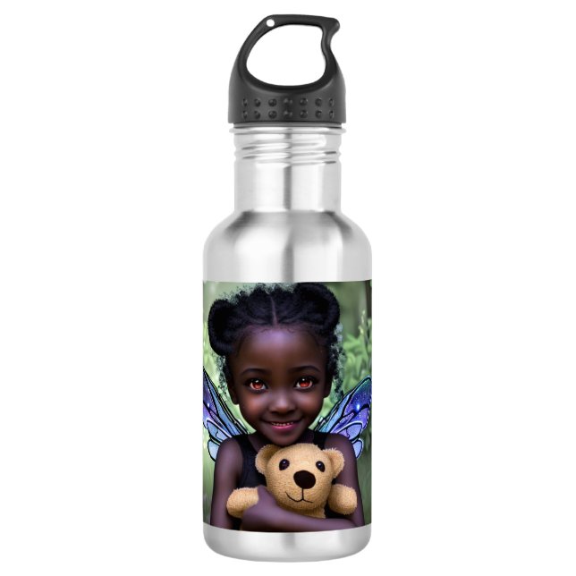 Enchanted Fairy Girl and Teddy Bear 532 Ml Water Bottle (Front)