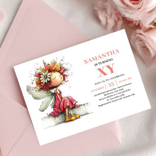 Enchanted Fairy Girl Birthday Pink Floral invite