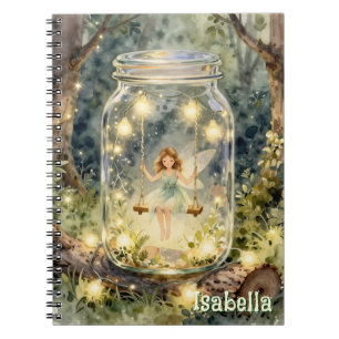 Enchanted Fairy in a Jar in a Magical Forest Notebook