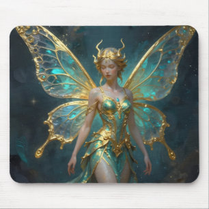 Enchanted Fairy in Gold and Turquoise Mouse Mat