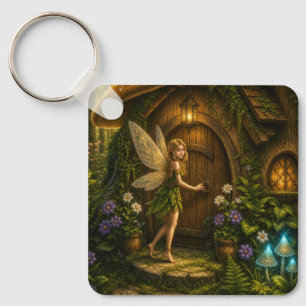 Enchanted Fairy Mushroom Cottage Keychain
