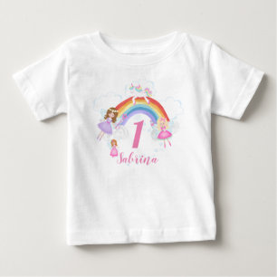 Enchanted Fairy Princess 1st Birthday Name & Age Baby T-Shirt