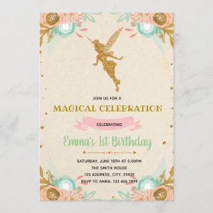 Enchanted fairy princess birthday party invitation