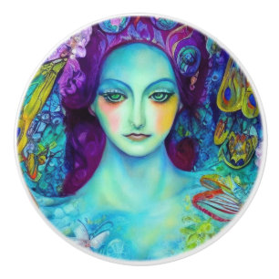 Enchanted Fairy Queen with Butterflies Ceramic Knob