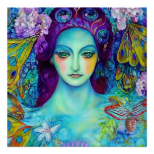 Enchanted Fairy Queen with Butterflies Poster