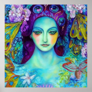 Enchanted Fairy Queen with Butterflies Poster