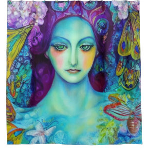 Enchanted Fairy Queen with Butterflies Shower Curtain