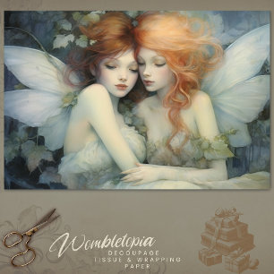 Enchanted Fairy Sisters Whimsical Pastel Decoupage Tissue Paper