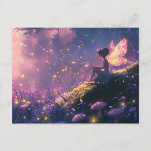 Enchanted Fairy Sitting in a Magical Forest Holiday Postcard